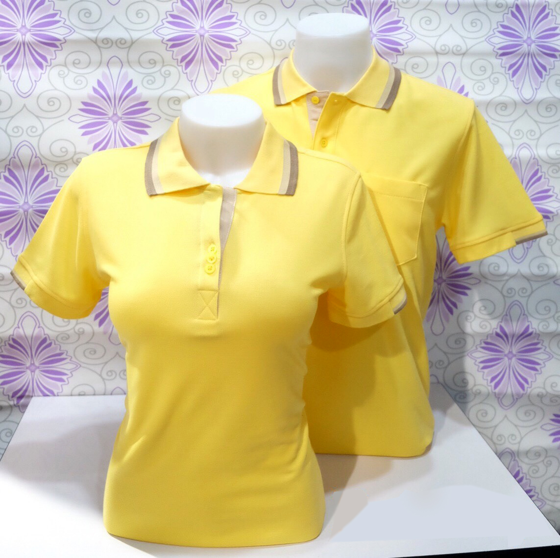 PLC POLO เสื้อโปโล สีเหลืองขลิบปก