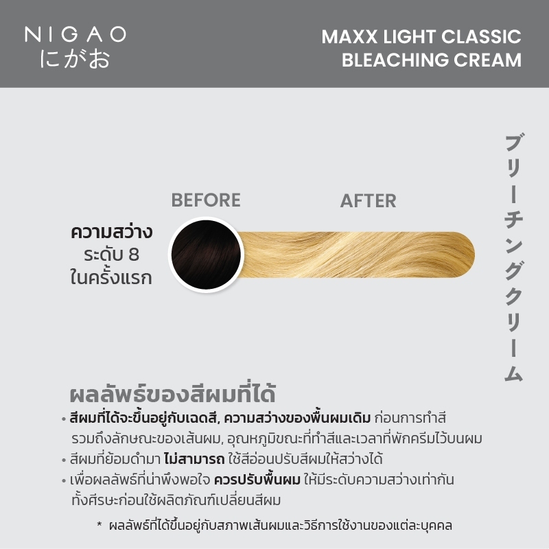 แท้พร้อมส่ง○ Nigao Maxx Light Classic Breaching Cream 500ml ฟอกสีผม กัดสีผม นิกาโอะ