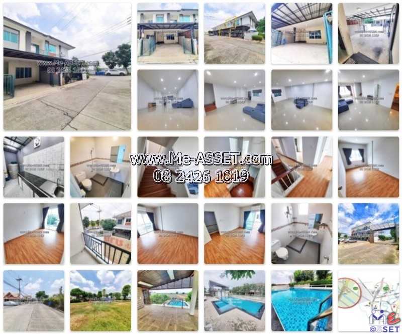 ขายและเช่าทาวน์โฮม โซนเลียบคลองพระอุดม ซอยวัดท่าเกวียน เชื่อมถนนกาญจนาภิเษก ถนน345 ใกล้บริษัทซีพีแรม คลังสินค้า7-11 คลังสินค้าเทสโก้โลตัส ตลาดวัดทองสะอาด : มบ.บ้านสวนธนาการ์เด้น : 2 ชั้น 22.7 ตร.วา