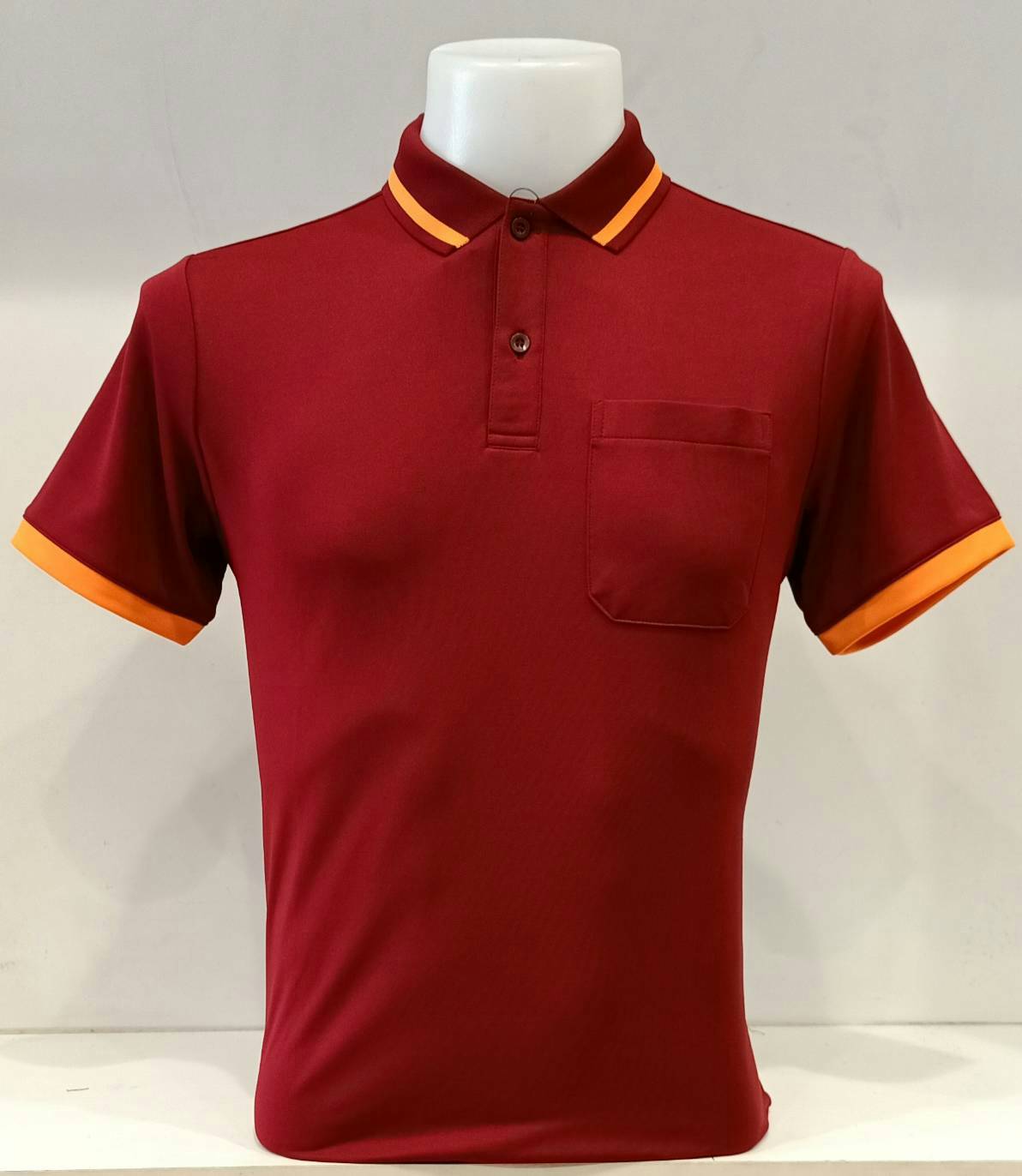 PLG POLOS เสื้อโปโล เสื้อคอปก คูบาลานซ์ สีแดงเลือดหมูขลิบส้ม