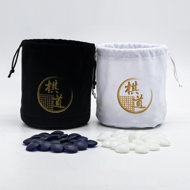 เม็ดหมากล้อมหินหยกสีคราม Indigo Jade (นูน2ด้าน)