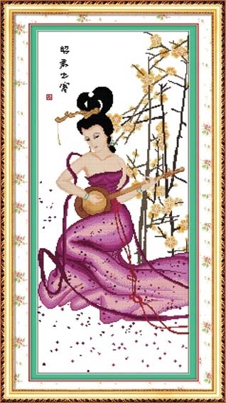 ชุดปักครอสติช ลายสาวงามจีน ชุดที่ 3 ขนาด 47*94 ซม.ผ้าครอสติช 11CTพิมพ์ลายปักบนผ้า+ไหมคอตตอน 31 สี+ผังลาย+เข็ม