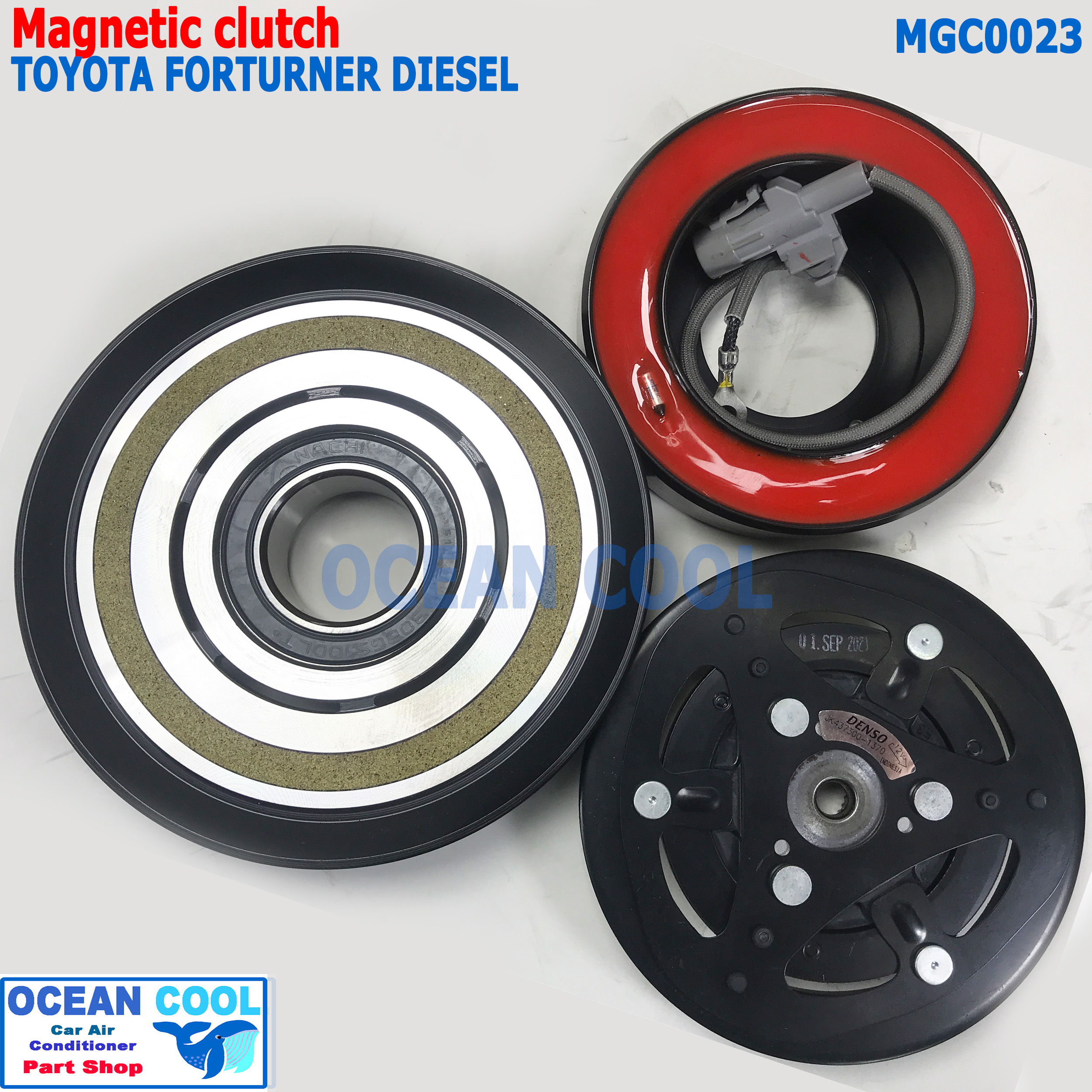 คลัชคอมแอร์ ฟอร์จูนเนอร์ ดีโฟร์ดี 3.0 อินโนวา ดีเซล 2.5 ปี 2005 - 2014 MGC0023 COOL GEAR รหัส JK437300-137 Compressor Clutch Coil DENSO Toyota fortuner D4D 3.0 Innova diesel 2.5 คลัทช์คอม มูเล่คลัช หน้าคลัชคอมแอร์ โตโยต้า ฟอจูนเนอร์ 10s17c