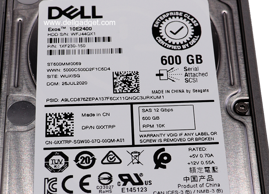 HDD Dell 600GB 10K 2.5" SAS12gbps แท้ ฮาร์ดดิส DELL Server R430, R630, R730, T630,T430, R730XD Harddisk Dell แท้ ประกันศูนย์ Dell ลดราคาพิเศษ