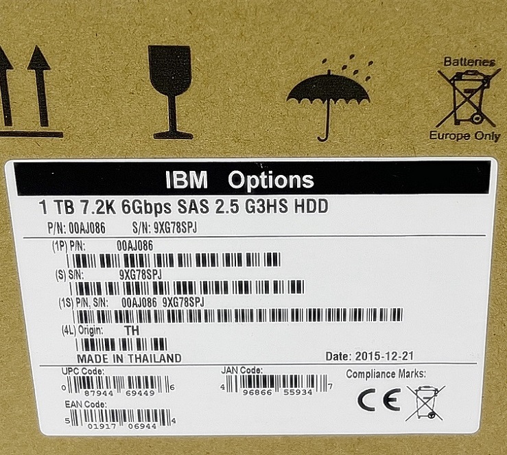 NEW, IBM 00AJ086 00AJ087 [TorCompTH Thailand - ขาย จำหน่าย ราคา] IBM 1TB 7.2K 6G NL SAS 2.5IN G3HS HDD for IBM x3550 M5 x3650 M5