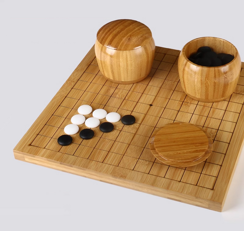 ชุดหมากล้อมไม้ (กระดานไม้ไผ่9/13เส้น+เม็ดเมลามีน80/80เม็ด+โถไม้ไผ่M)