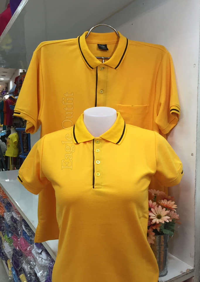 เสื้อโปโล ทรงชาย-หญิง สีเหลืองมาสตาด