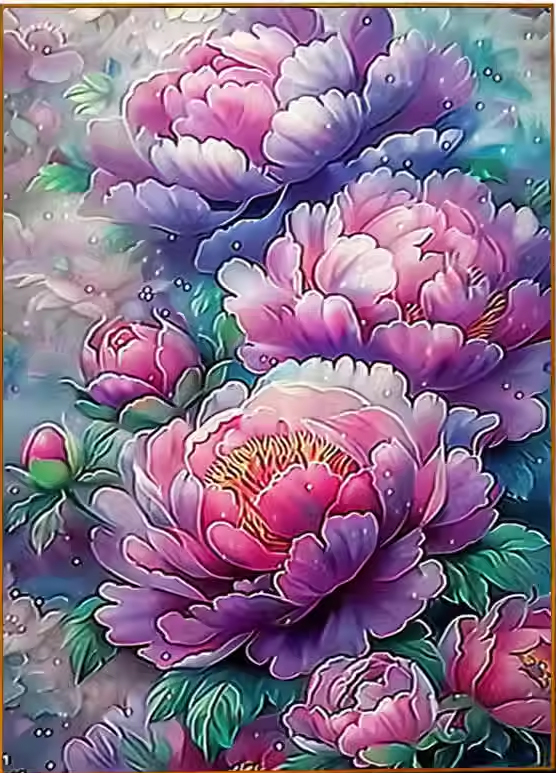 ชุดปักครอสติช ลายช่อโบตั๋น ( ปักเต็มผืนผ้า ไม่มีเดินเส้น ผ้า 11CTพิมพ์ลาย ปัก 3 เส้นเล็ก ) ขนาด 50*70 ซม.ผ้าครอสติช 11CTพิมพ์ลายปักบนผ้า ไหมคอตตอน 38 สี ผังลาย เข็ม