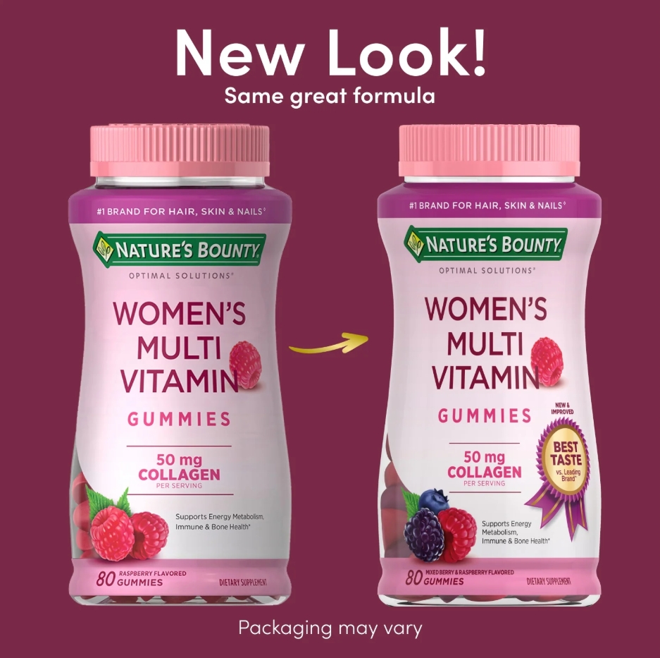 วิตามินรวมสำหรับผู้หญิง Nature's Bounty Women's Multivitamin Gummies (50mg collagen) 240 GUMMIES (1กระปุก)