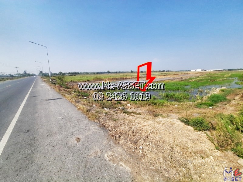 ขายที่ดินติดถนนคอนกรีต ย่าน คลองสิบ บึงทองหลาง ลำลูกกา ปทุมธานี : ใกล้วัดนาป่่าพง : 24-3-41 ไร่