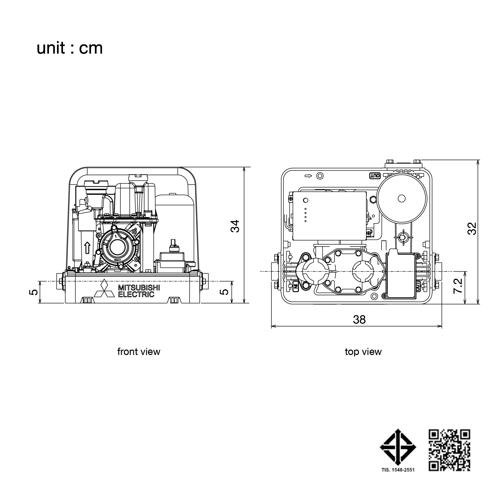 ปั๊มน้ำ MITSUBISHI มิตซูบิชิ รุ่น IP-505R2 ระบบอินเวอร์เตอร์