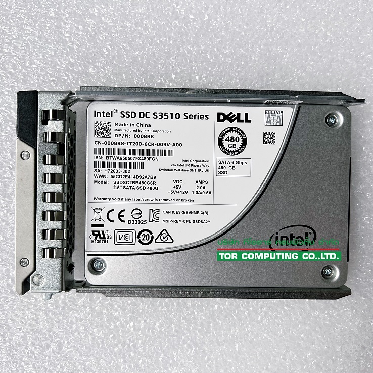 Dell 0008R8 008R8 [TorCompTH Thailand] Dell 480GB 6G 2.5in MLC SATA RI SSD for Gen 14