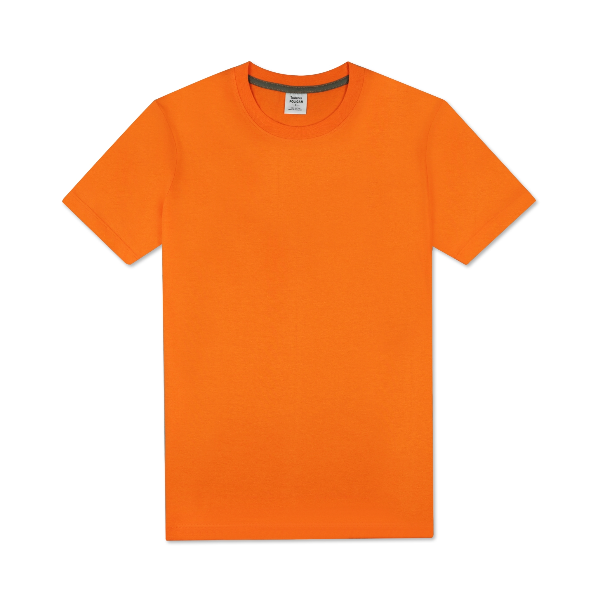 T-Shirt เสื้อยืด คอกลม-คอวี แต่งกุ๊นคอ COTTON100% สีส้ม