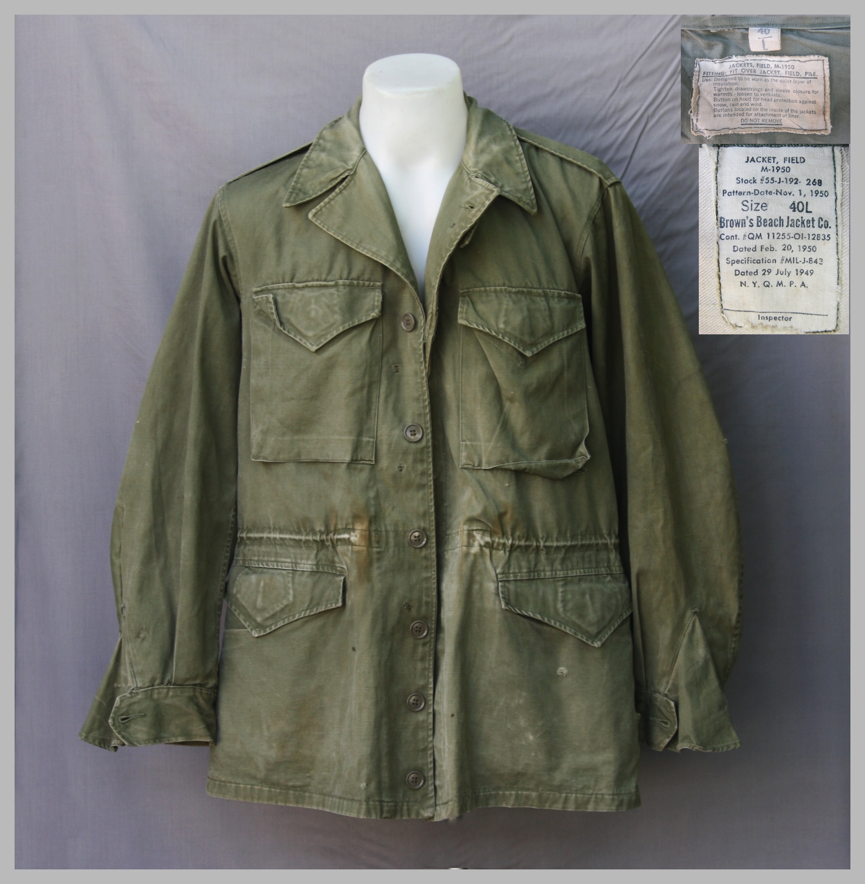 ขายแล้ว M1950 เสื้อทหาร สหรัฐ สงครามเกาหลี