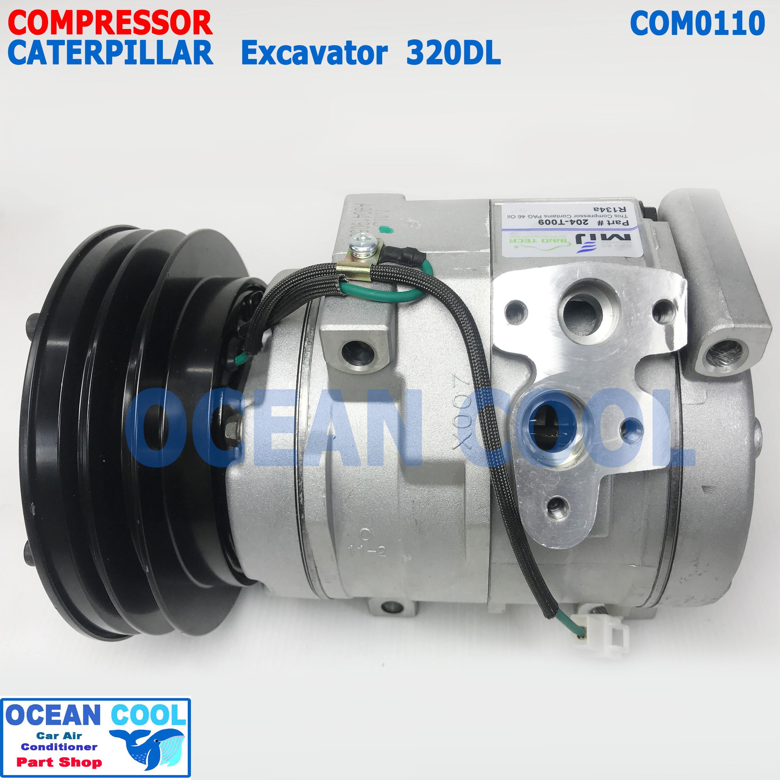 คอมเพลสเซอร์ แคทเทอพิลล่า 320C 320D COM0110 COMPRESSOR CATERPILLAR 320 E320D แม็คโคร แคท คอมแอร์ แม็คโครแคท หน้าคลัทช์ 1 ร่อง 10S17C 24V