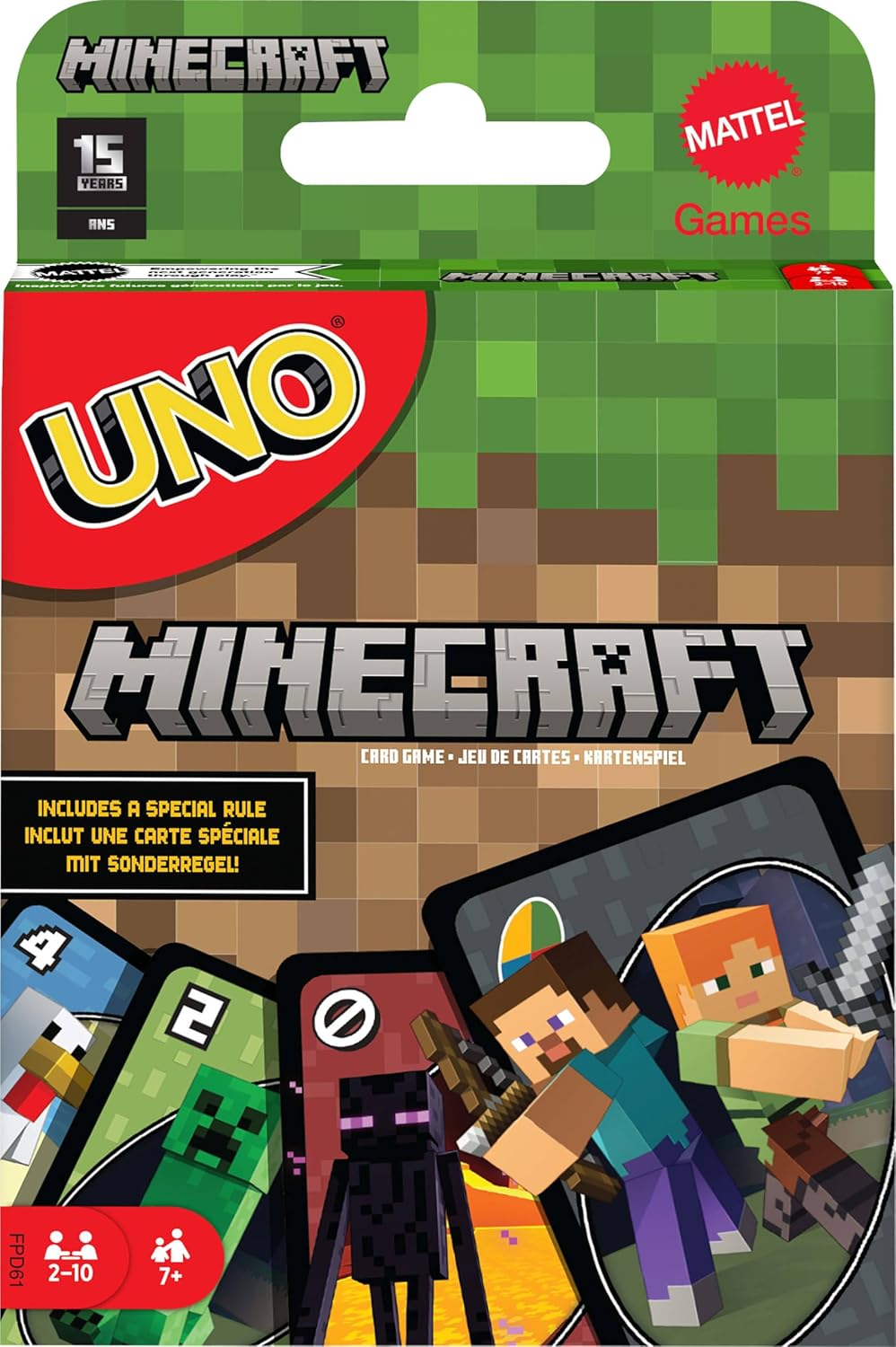 UNO Minecraft Card Game (Mattel) การ์ดอูโน่มายคราฟ ลิขสิทธิ์แท้ #FPD61