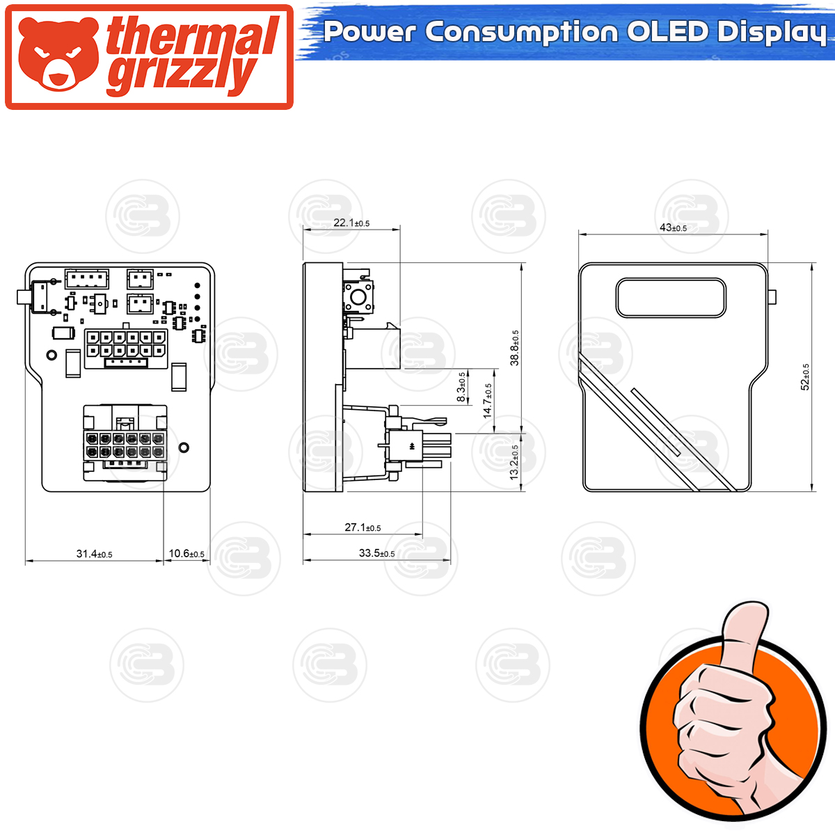 [CoolBlasterThai] Thermal Grizzly WireView GPU Pro (WV-P-H1R) 12VHPWR Reverse GPU Power Consumption OLED Display