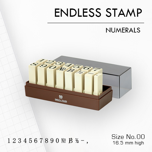 SANBY ตรายางประกอบได้ ชุดตัวเลข 15 ตัว #00 (ขนาดอักษร 16.5 มม.) ENDLESS STAMP Size No.00 (EN-NB)