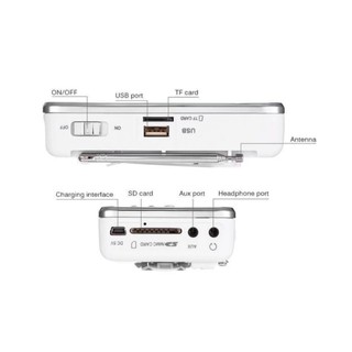 วิทยุ/ลำโพง T205 พกพา ฟังFM เสียบแฟลชไดร์ได้/ฟังเพลง mp3 ได้/ เครื่องเปล่า ตัวเครื่องสีขาว