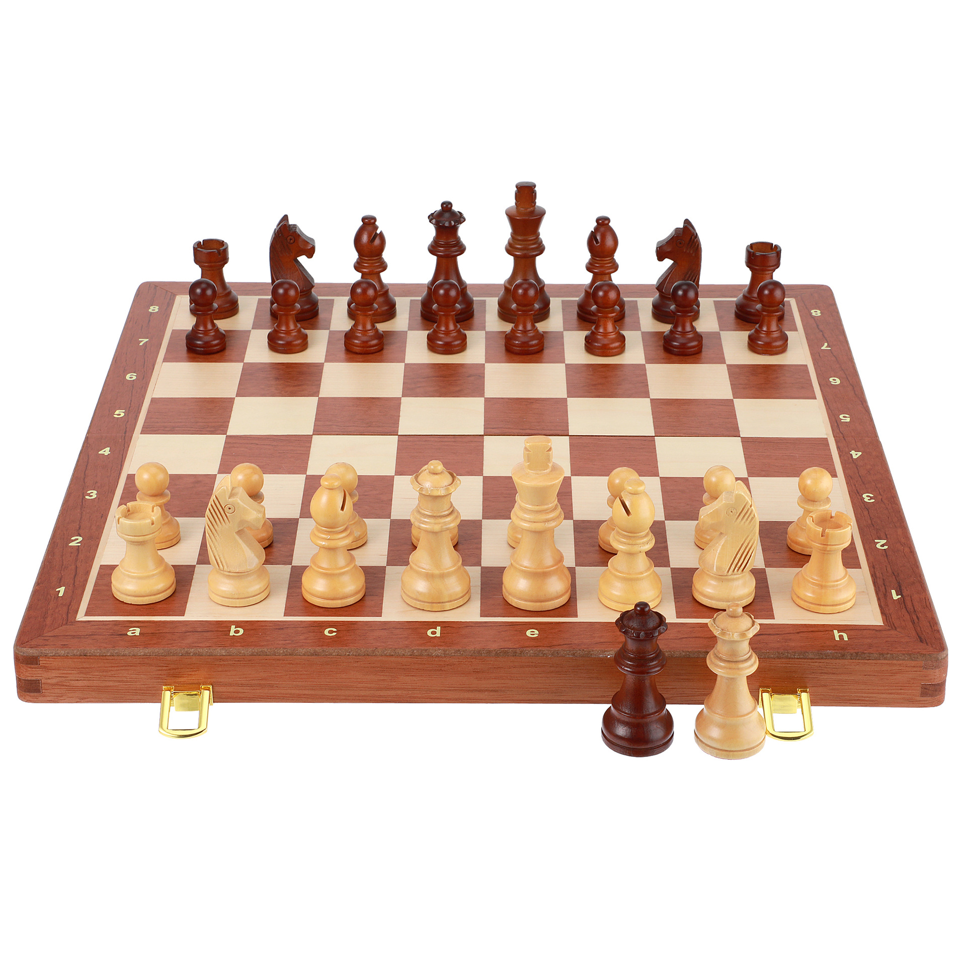 ชุดหมากรุกสากลไม้rosewood+maple Gold Knight Wooden Chess Set 71
