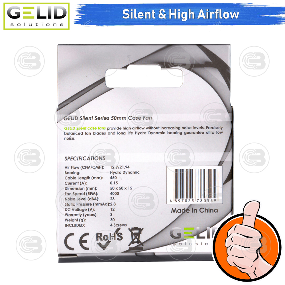 [CoolBlasterThai] GELID Silent 5 PC Fan Case size 50 mm. ประกัน 3 ปี (FN-SX05-40)