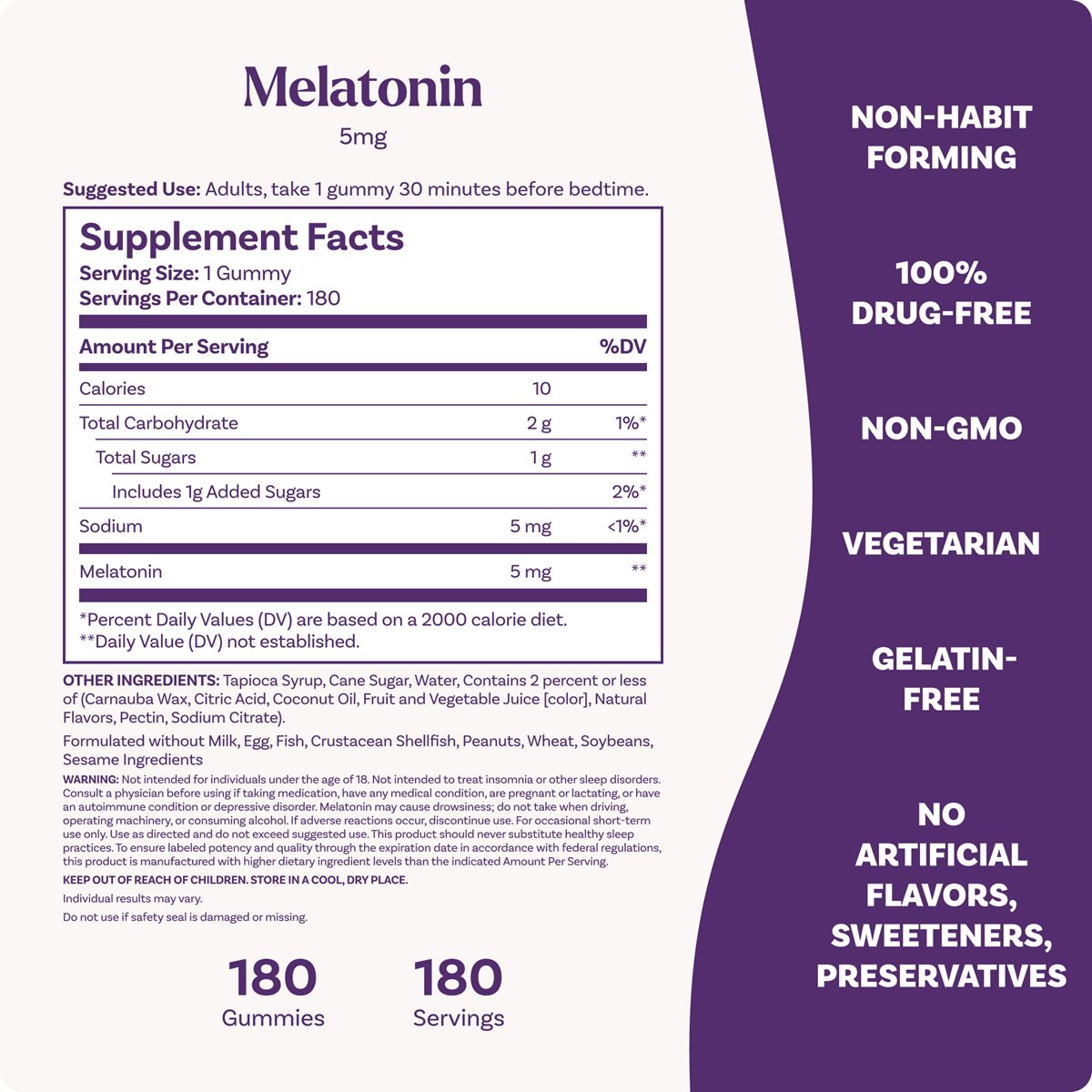 Natrol Gummies Melatonin Strawberry 5mg. 180เม็ด เยลลี่เมลาโทนิน 5 มิลลิกรัม (1กป.)