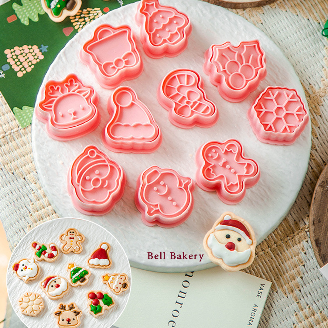 เซ็ตพิมพ์กดคุกกี้ลายคริสมาสต์ Mini x'mas ทำคุกกี้มีไส้ได้ เซ็ต 10 ลาย