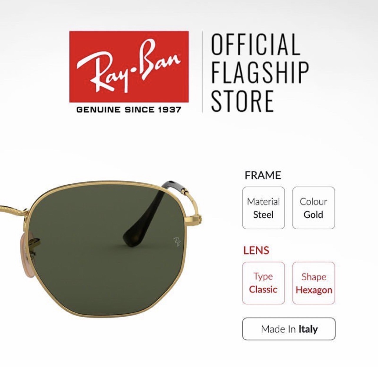 RayBan RB3548N 001 HEXAGONAL