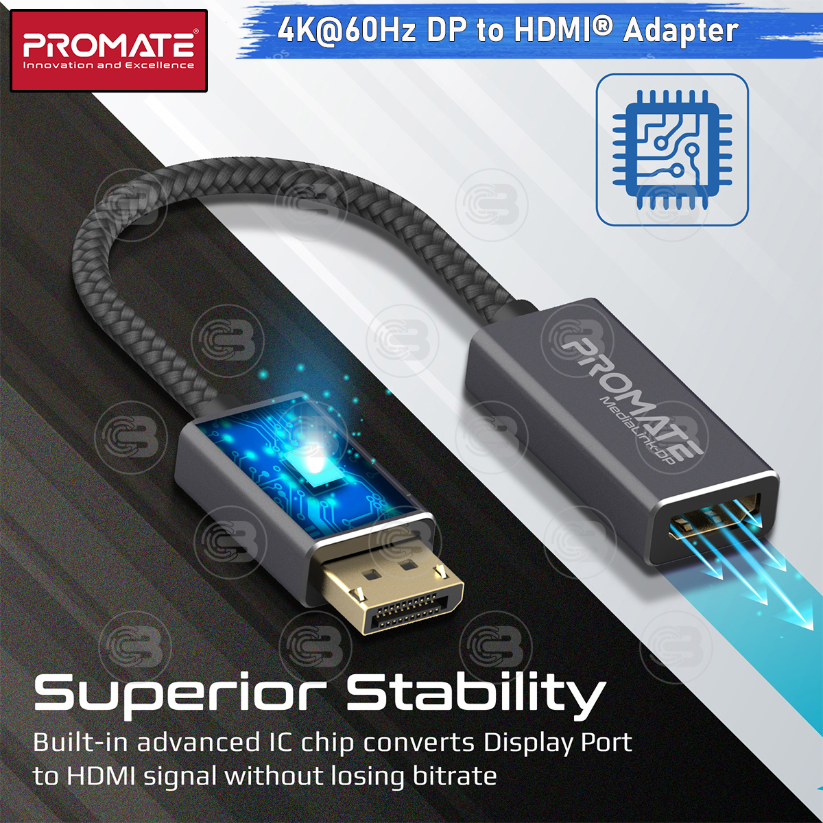 [CoolBlasterThai] PROMATE DisplayPort to HDMI Adapter 4K@60Hz (MediaLink-DP) (2Y Warranty)