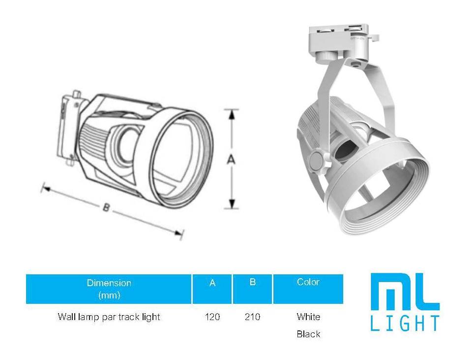 ชุดโคมสปอตแทรคไลท์ PAR30 35W 3500LM 6500K/3000K E27 ขาว ML-LIGHT