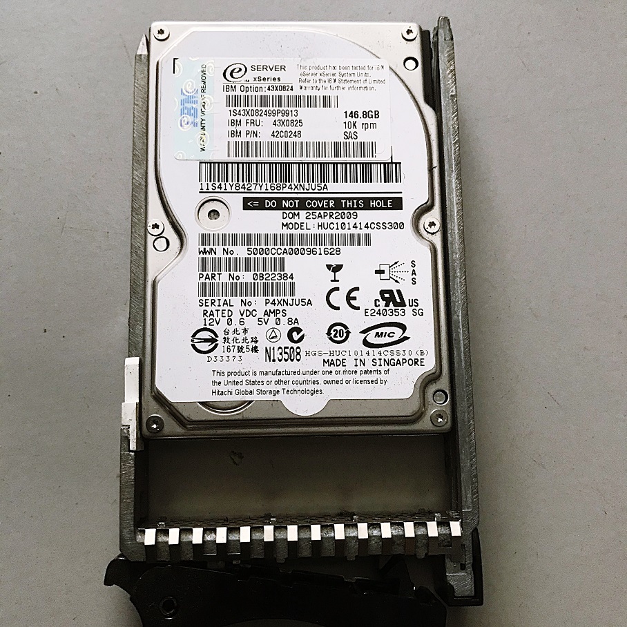 Refurbished, IBM 43X0824 43X0825 [TorCompTH Thailand] IBM 146GB 10K 3G SAS 2.5IN HDD for System x