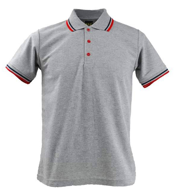 HBP POLO เสื้อโปโล เสื้อคอปก สีเทาขลิบแดงน้ำเงิน มีทั่งทรงชาย-หญิง