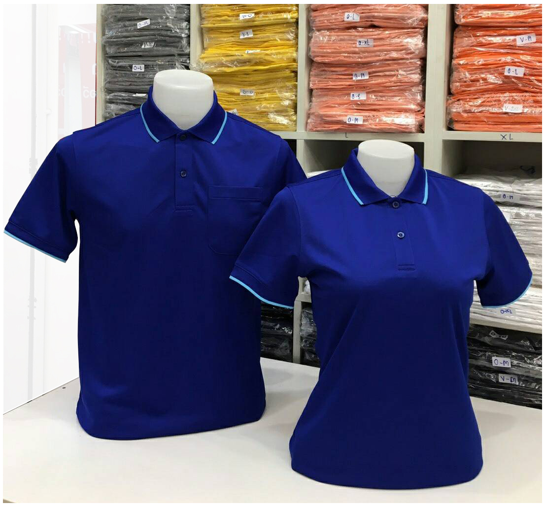 PLG POLO เสื้อโปโล เสื้อคอกปก เสื้อยูนิฟอร์ม สีน้ำเงินขลิบฟ้า คลูบารานส์