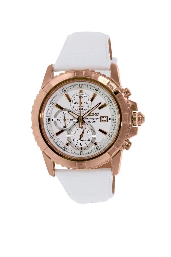 SEIKO นาฬิกาข้อมือ The Lord Alarm Chronograph Men's Watch รุ่น SNAE12P1 (สีขาว)