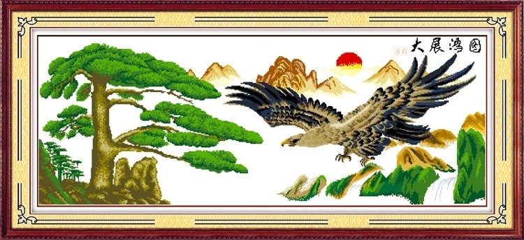 ชุดปักครอสติช ลายพญาอินทรีย์ ขนาด 123*52 ซม.ผ้าครอสติช 11CTพิมพ์ลายปักบนผ้า ไหมคอตตอน 30 สี ผังลาย เข็ม