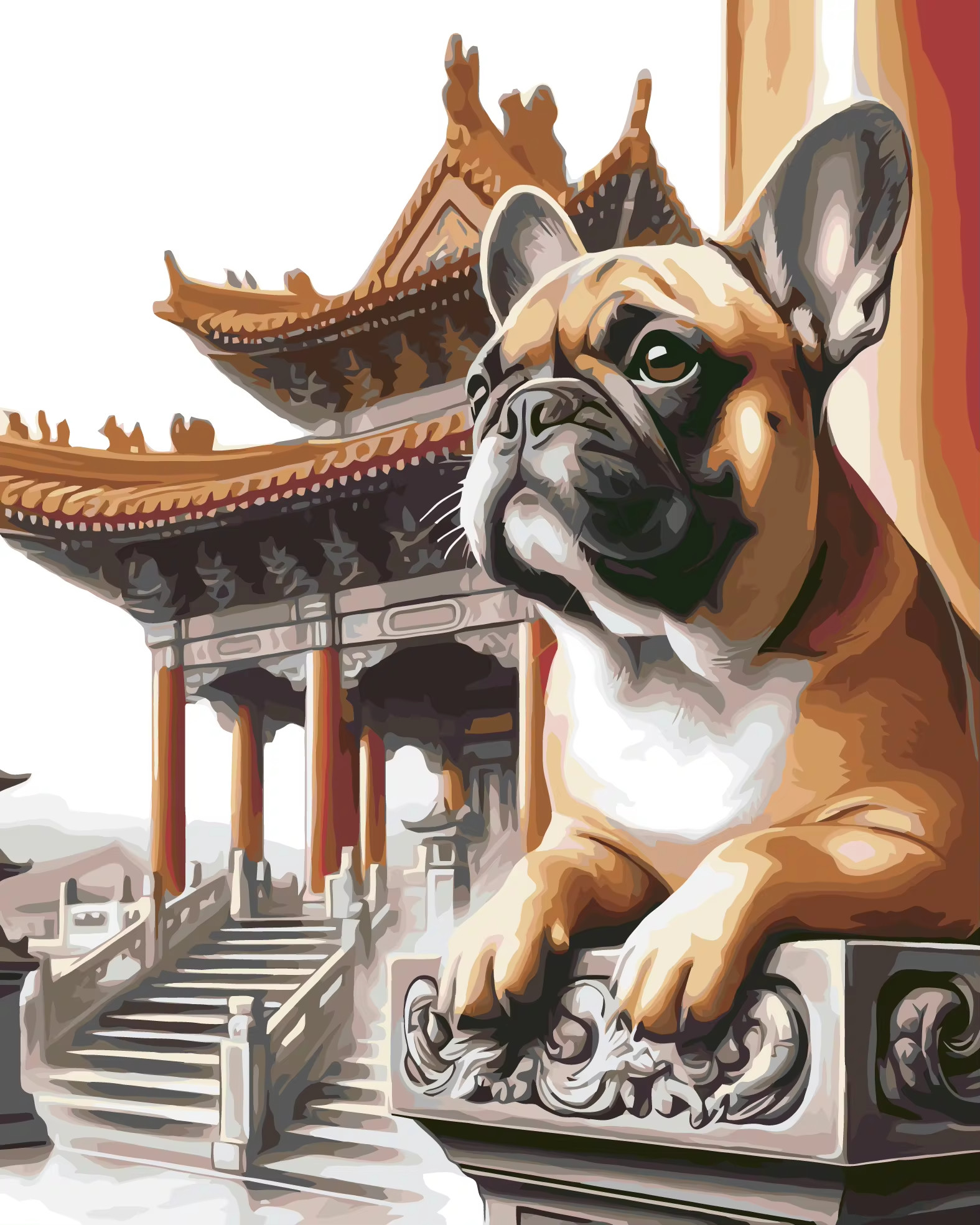 RC021 ภาพระบายสีตามตัวเลข "น้องเฟรนช์เฝ้าวัด"