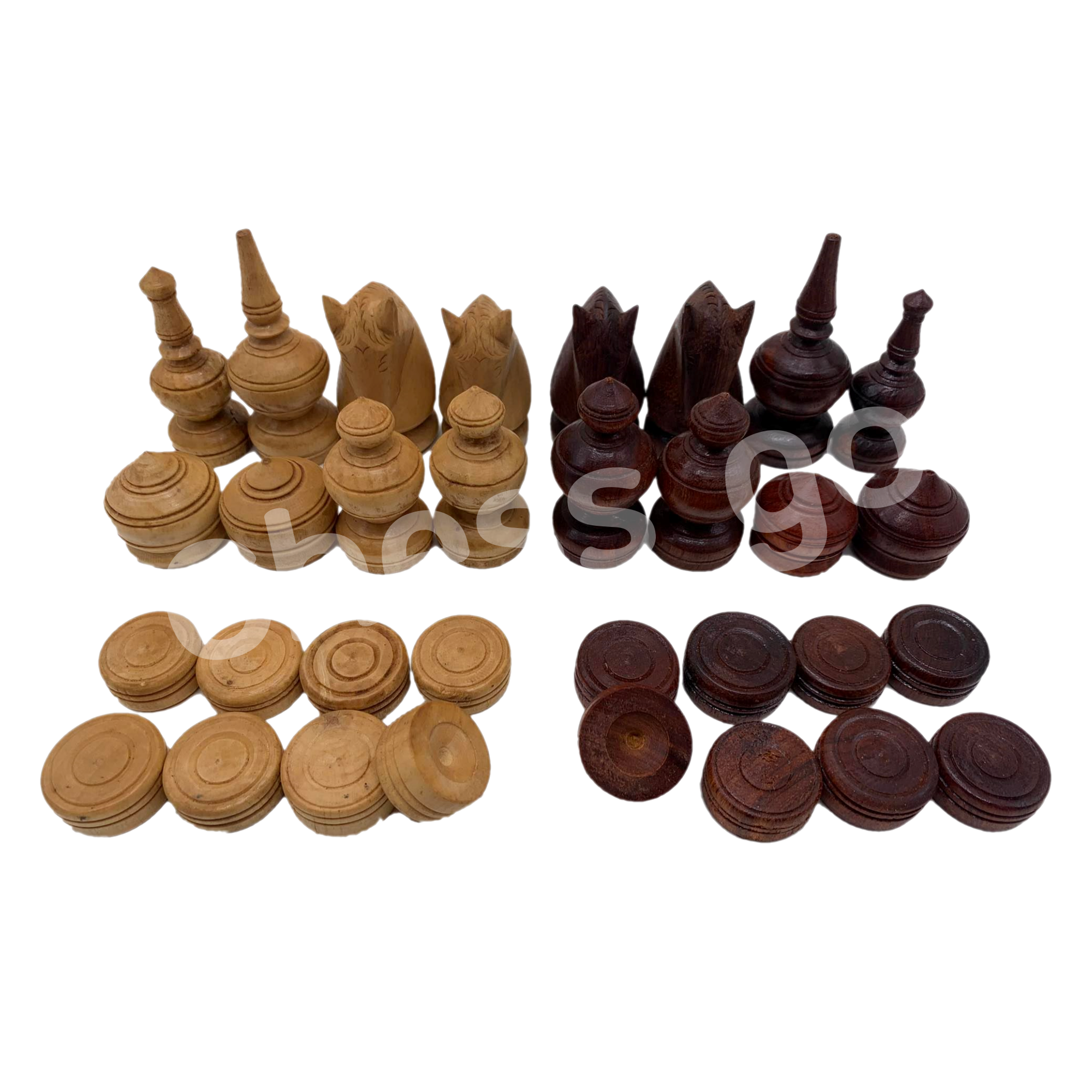 ตัวหมากรุกไทยไม้เนื้อแข็ง รุ่นขุนศึก set A