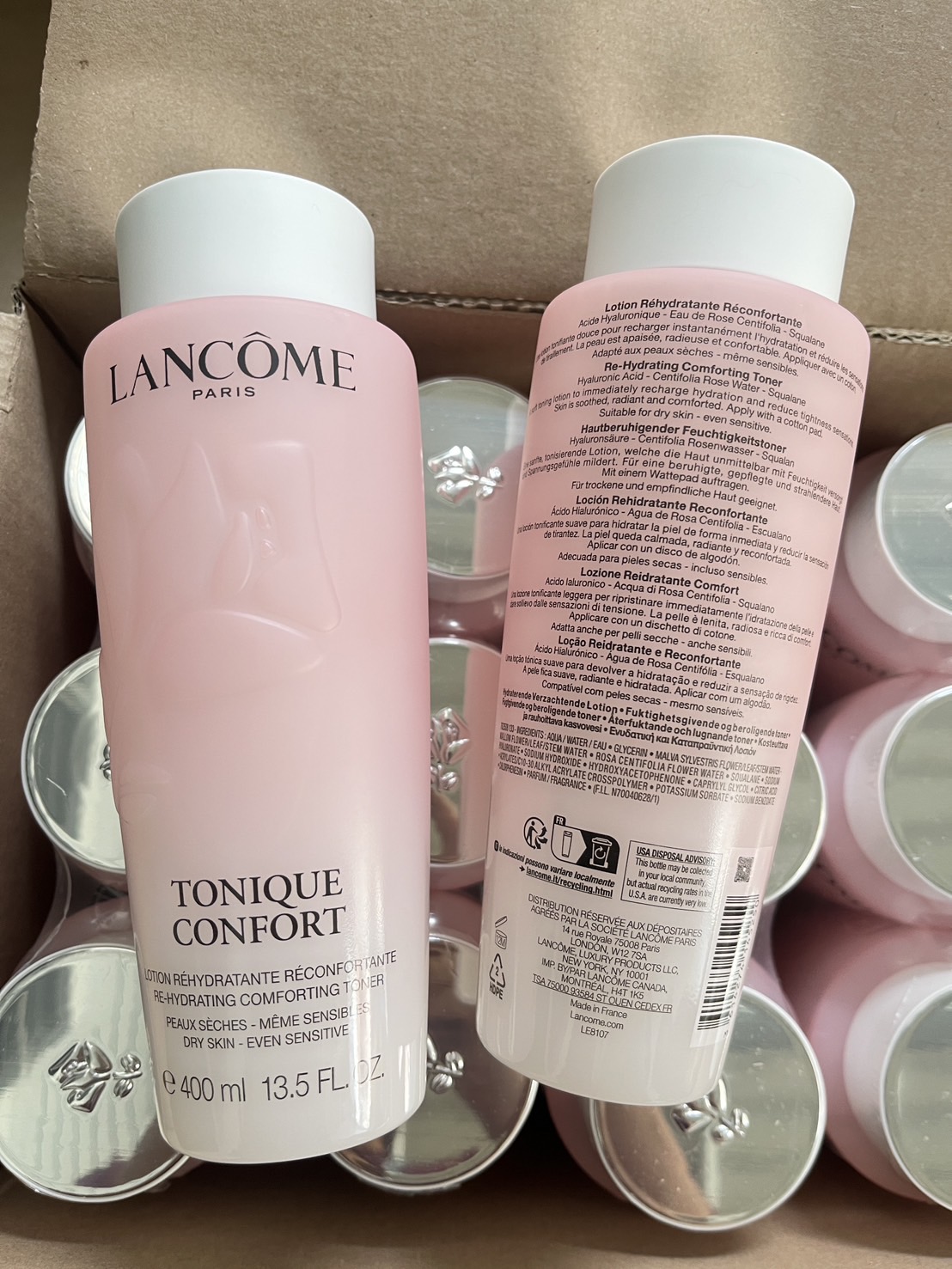 สูตรใหม่ Lancome Tonique Confort Comforting Facial Toner Eau de rose centifolia 24h D'Hydratation 400ml. (1ขวด)