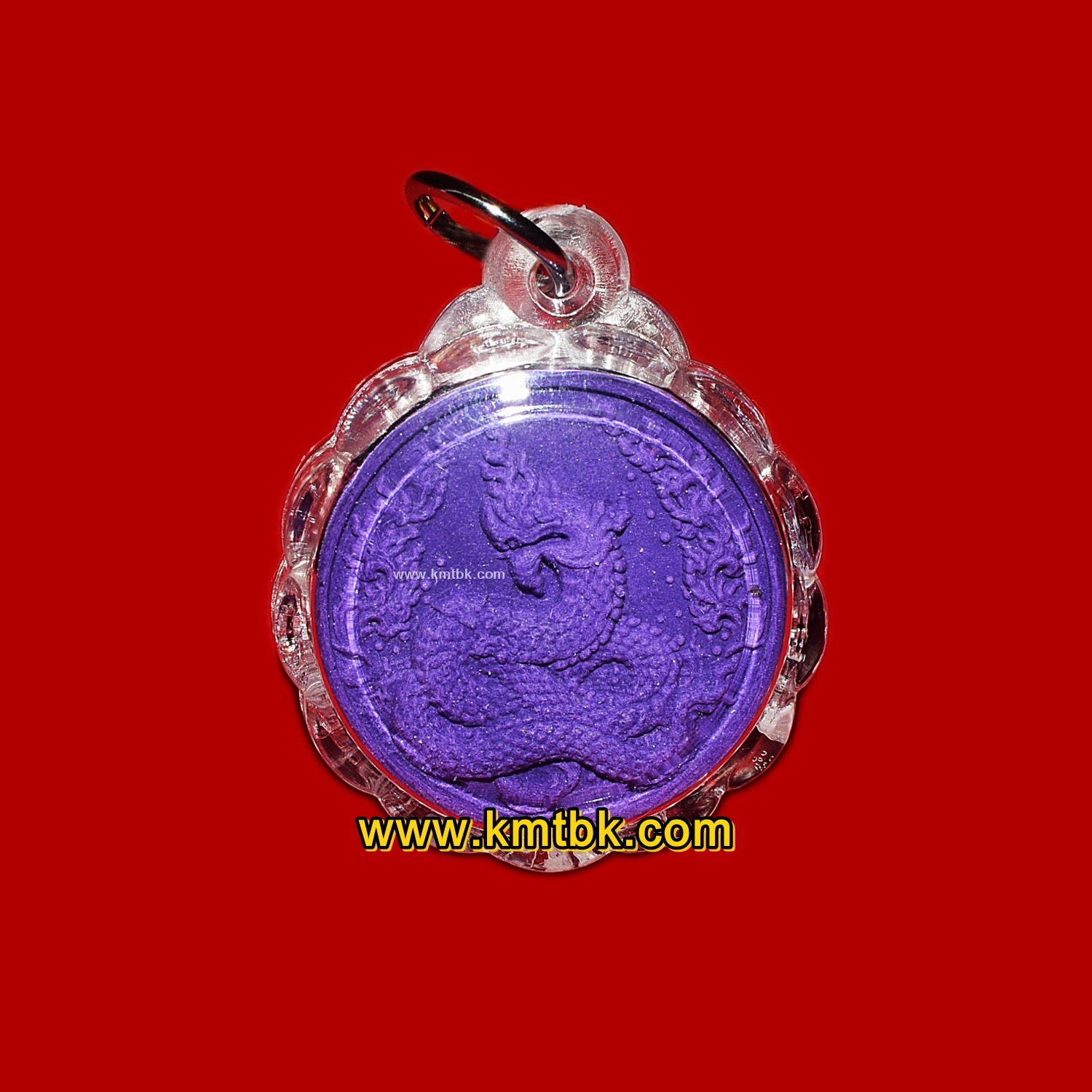 ปู่ศรีสุทโธนาคราช วัดมณีวงศ์ (ถ้ำพญานาค) จ.นครนายก เนื้อผง สีม่วง ขนาดห้อยคอ สูง 2.8ซม รุ่น ดวงเศรษฐี