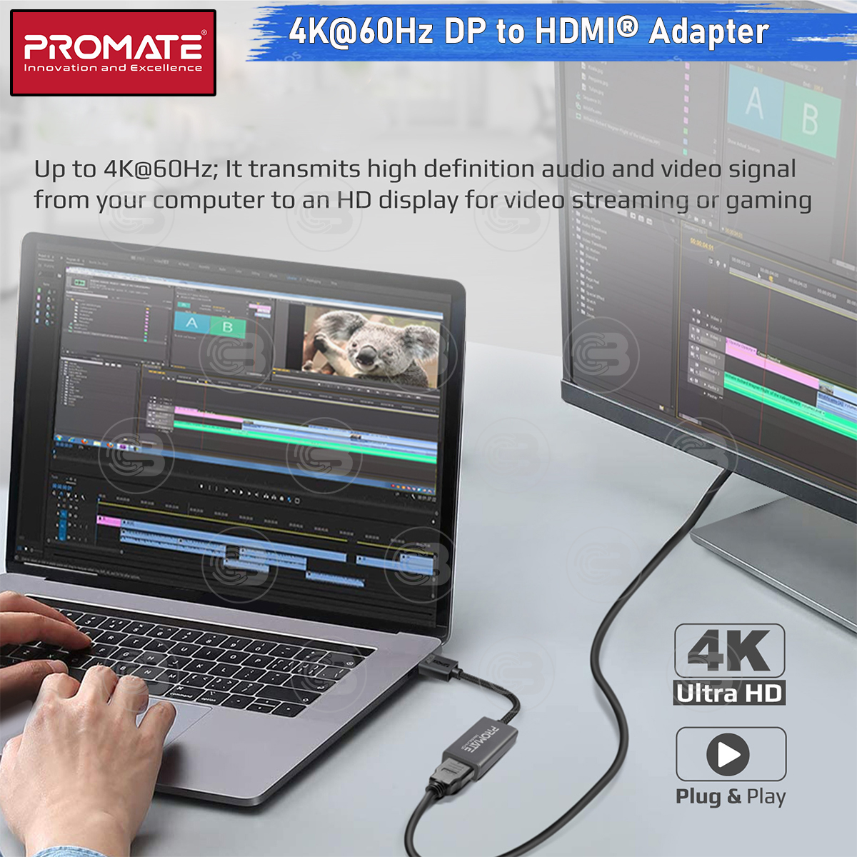 [CoolBlasterThai] PROMATE DisplayPort to HDMI Adapter 4K@60Hz (MediaLink-DP) (2Y Warranty)