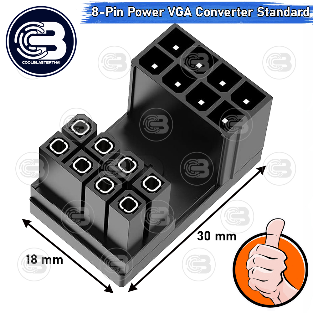 [CoolBlasterThai] Cable Management GPU 8 Pin U-TURN 180 Degree Connector (STANDARD) BLACK