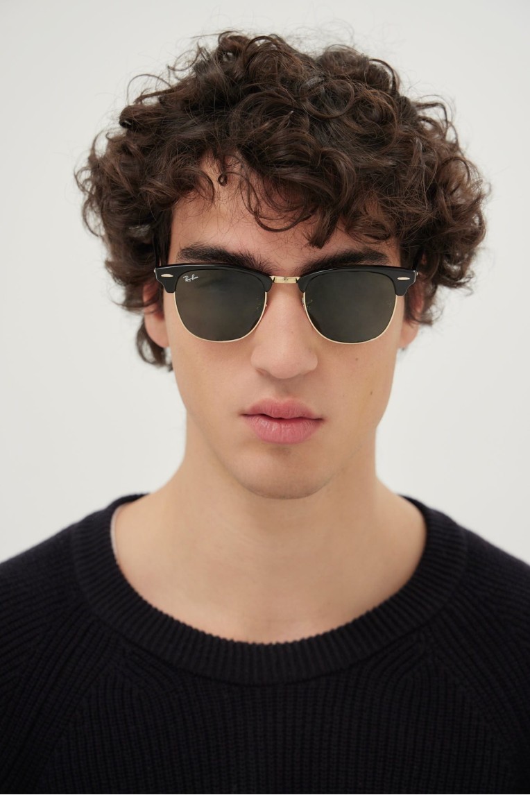 แว่นกันแดด Ray-Ban RB3016 W0365 Clubmaster Black/Gold G-15 S.51