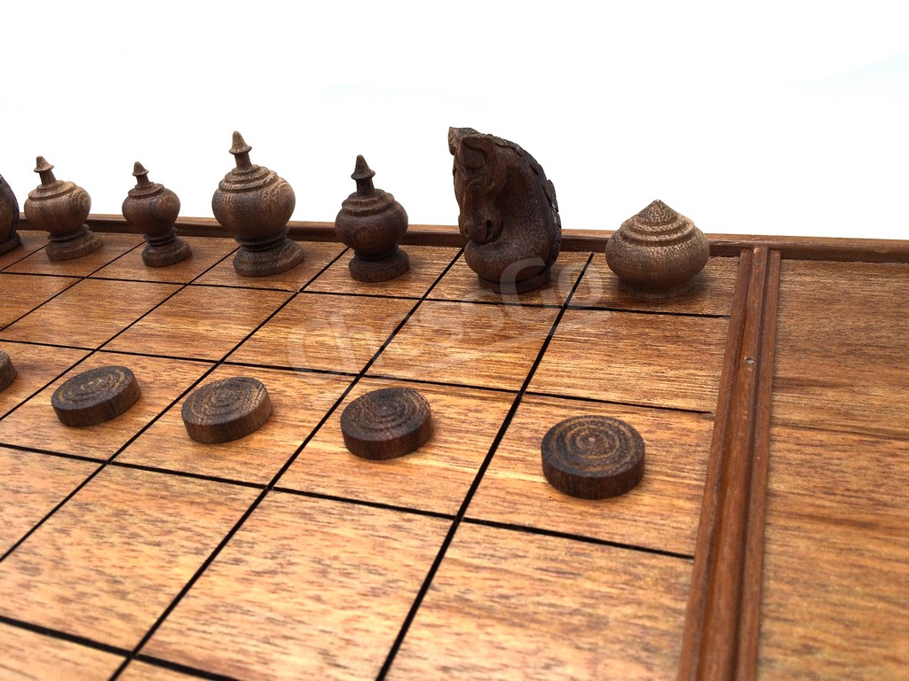 ชุดหมากรุกไทยไม้สัก(ตัวไม้มาตรฐาน)