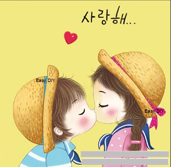 อุปกรณ์งานฝีมือ-diy-ครอสติสคริสตัลรูปการ์ตูนเด็กจูบกัน