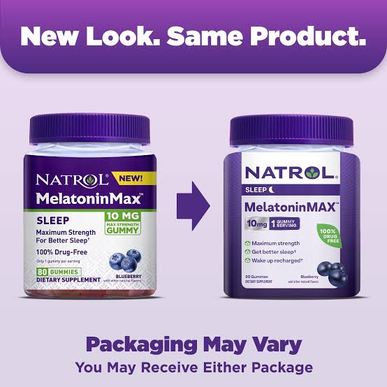 (1กระปุก) Natrol Melatonin Max Single 10mg Sleep Aid Gummies #Blueberry กัมมี่เมลาโทนิน 10มก. รุ่นนี้ทานครั้ง 1 เม็ดได้ 10มก.