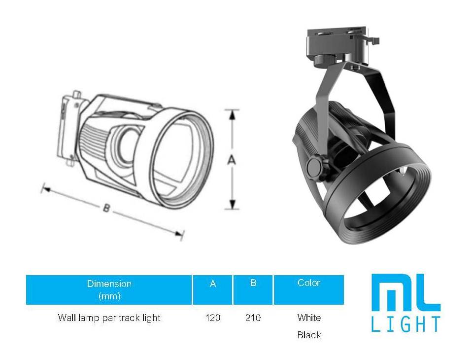 ชุดโคมสปอตแทรคไลท์ PAR30 35W 3500LM 6500K/3000K E27 ดำ ML-LIGHT