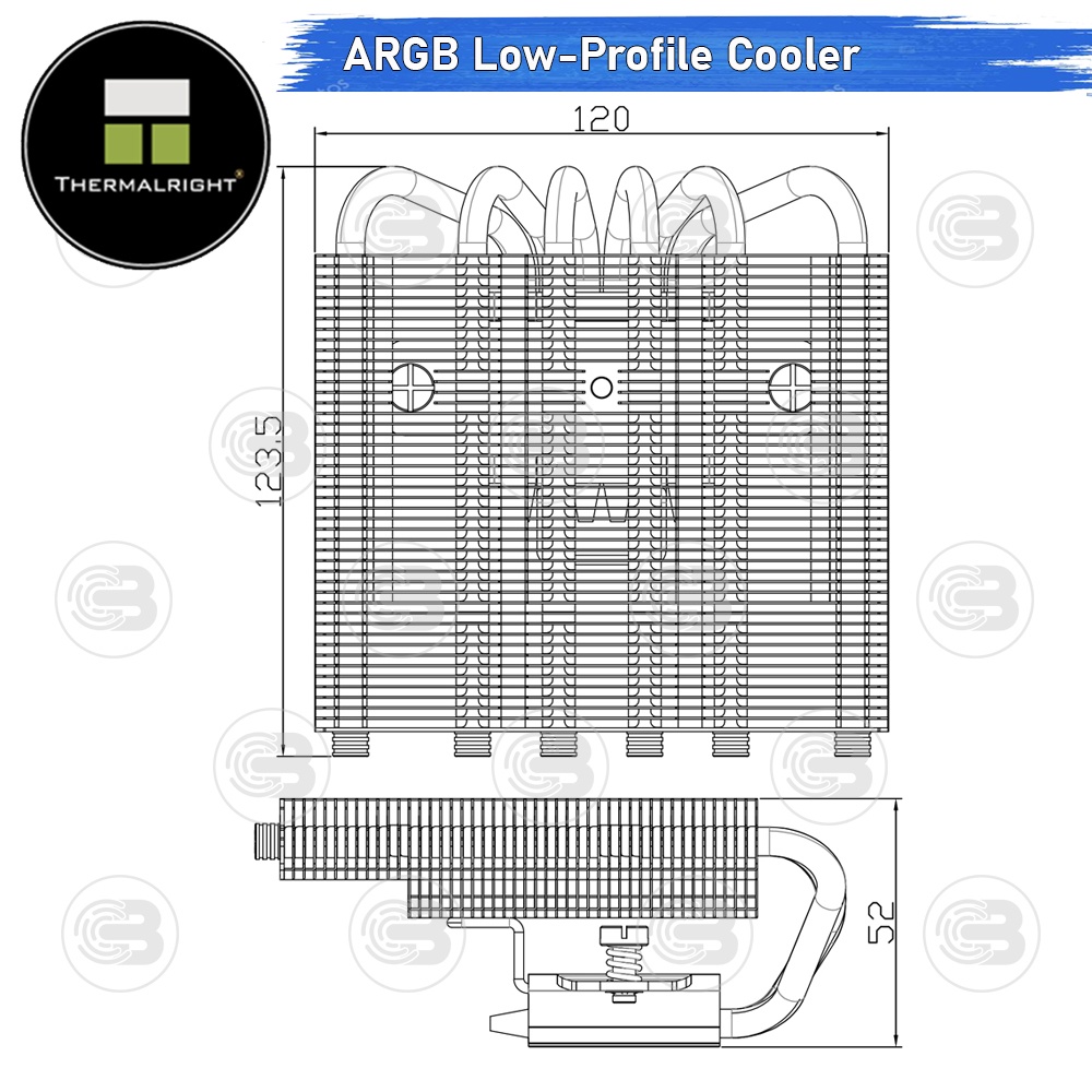 [CoolBlasterThai] Thermalright AXP120-X67 WHITE ARGB Low-Profile CPU Cooler with 6 Heatpipes (AM5/LGA1851 Ready) ประกัน 6 ปี