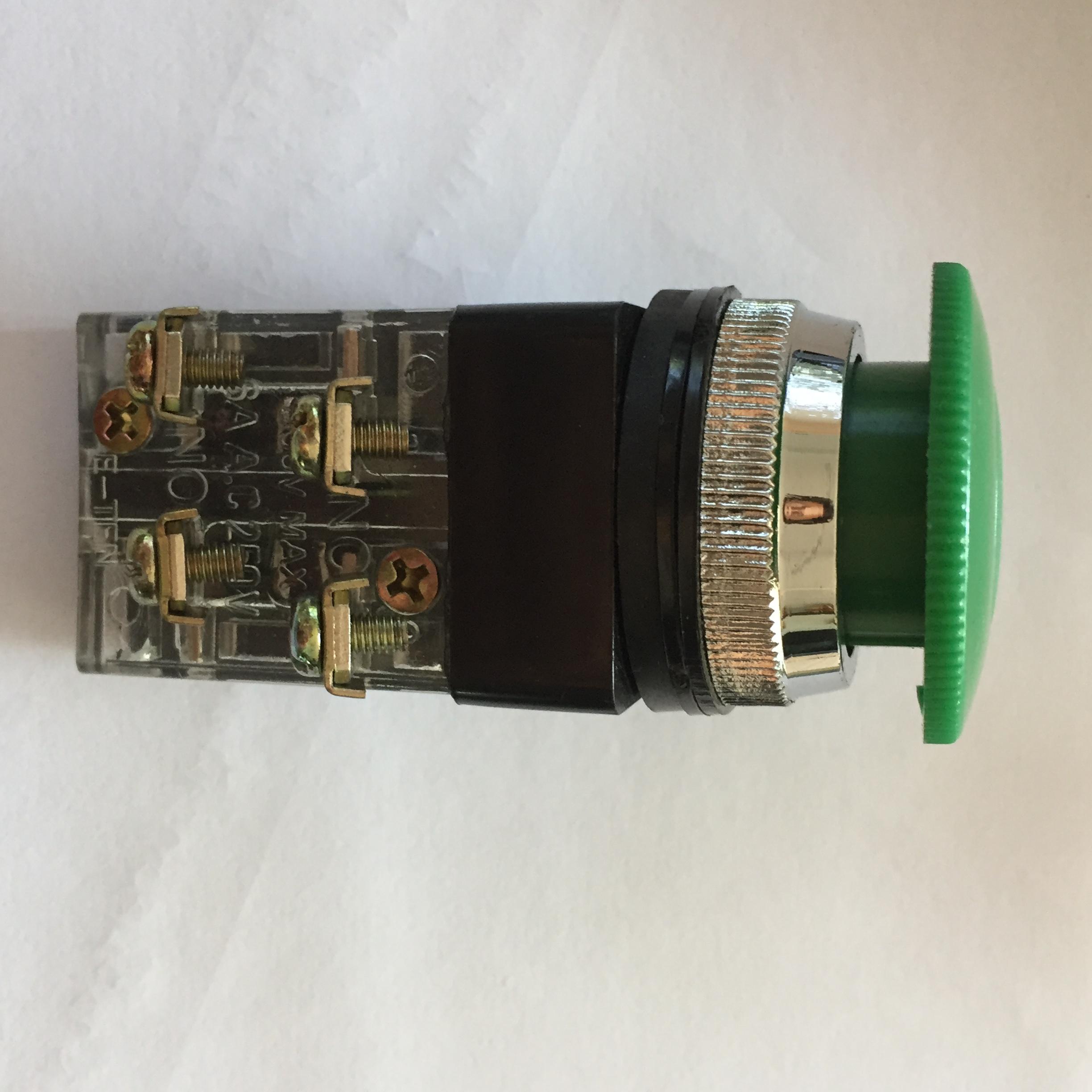 สวิทย์หัวเห็ด เขียว แดง 250VAC Max 600v 6A NO ขนาด 30มม