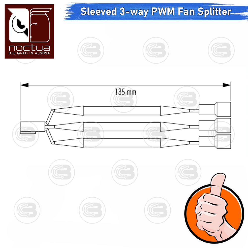[CoolBlasterThai] Noctua NA-SC1 Sx2 Two Sleeved 3-way PWM Fan Splitter Cables ประกัน 6 ปี