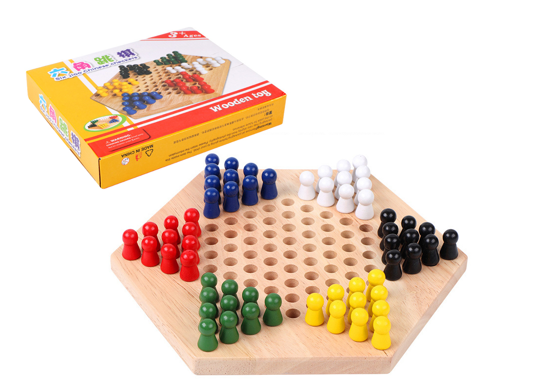 หมากฮอสจีนไม้ Chinese Checkers (ไม้ยางพารา)